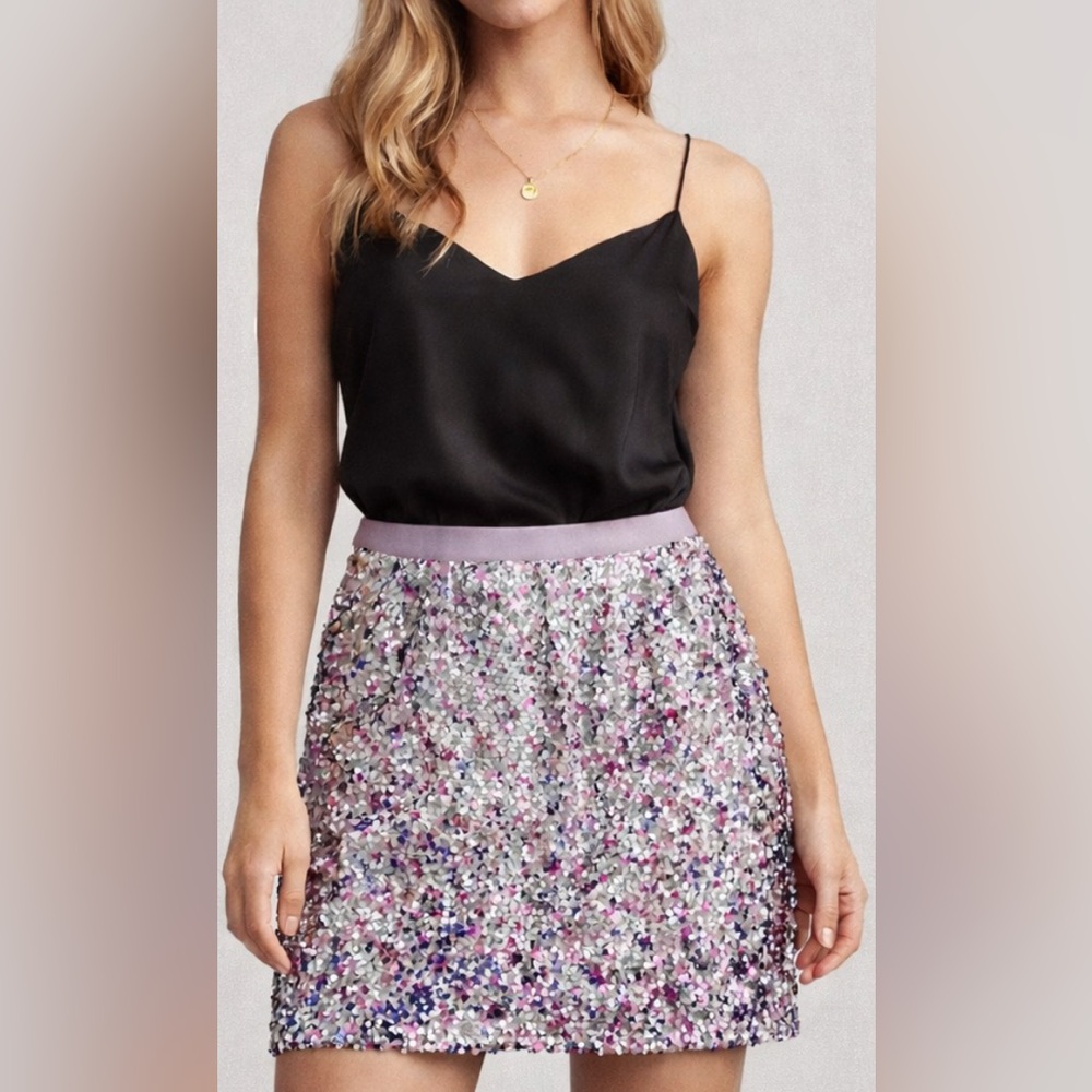 JCREW COLLECTION SEQUIN MINI SKIRT in silver & purple SZ S